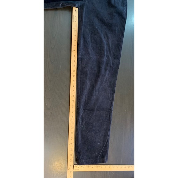 LL Bean Womens 8 Tall Navy Blue Corduroy Pants Pleated High Rise Tapered 229656 - Picture 7 of 9